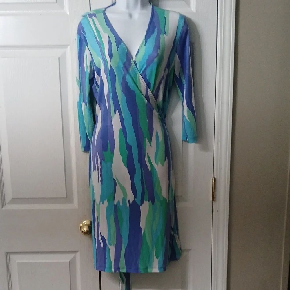 Tori Richard Honolulu Elegant Multicolor Wrap Dress Sz L  GUC